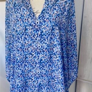 Blue and White flowy top